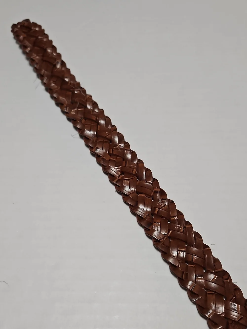 Women's Braided Brown Leather Belt with Round Silver Buckle Size M/L
